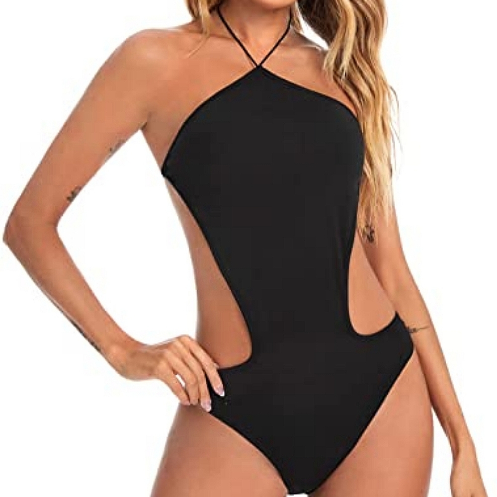 New! Halter Cut Out Bodysuit